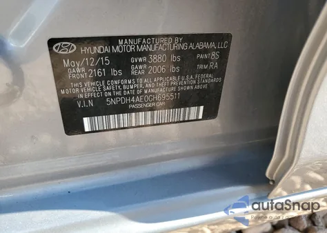 2016 Hyundai Elantra Se из США, поврежденный, VIN 5NPDH4AE0GH695511